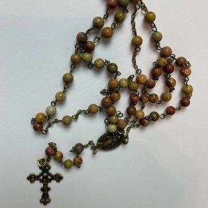 Handmade Chinese Rainbow Jasper Stone Rosary